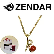 【ZENDAR】頂級天然沙丁紅珊瑚圓珠3-3.5mm字母金色項鍊 字母R (227260)
