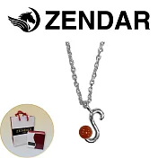 【ZENDAR】頂級天然沙丁紅珊瑚圓珠3-3.5mm字母銀色項鍊 字母S (227261)