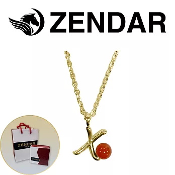 【ZENDAR】頂級天然沙丁紅珊瑚圓珠3-3.5mm字母銀色項鍊 字母X (227266)