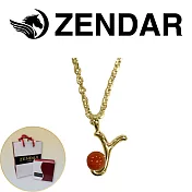 【ZENDAR】頂級天然沙丁紅珊瑚圓珠3-3.5mm字母金色項鍊 字母Y (227267)
