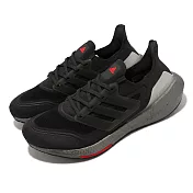 adidas 慢跑鞋 Ultraboost 21 黑 灰 紅 男鞋 緩震 襪套式 運動鞋 愛迪達 FY3952