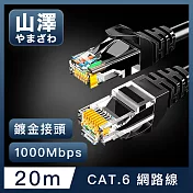 山澤 Cat.6 1000Mbps高速傳輸十字骨架八芯雙絞網路線 黑/20M