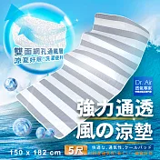《Dr.Air透氣專家》3D特厚強力透氣 涼墊(雙人5尺)灰白-線條床墊 蜂巢式網布 輕便好收納