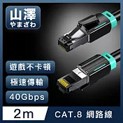 山澤 Cat.8超極速40Gbps傳輸雙屏蔽抗干擾電競工程網路線 黑/2M