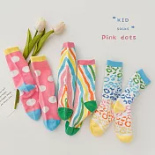 兒童中筒襪 (三入一組)1097彩虹豹纹襪 M號