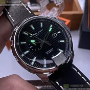 Giorgio Fedon 1919喬治飛登精品錶,編號：GF00073,46mm銀精鋼錶殼黑色幾何立體圖形錶盤真皮皮革深黑色錶帶