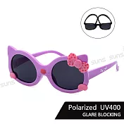 【SUNS】兒童彈力太陽眼鏡 kitty甜美造型 寶麗來鏡片 抗UV400 紫色