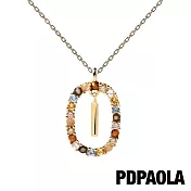 PD PAOLA 西班牙輕奢時尚品牌 I AM系列 圓圈字母彩鑽項鍊-鍍18K 金(I)