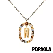 PD PAOLA 西班牙輕奢時尚品牌 I AM系列 圓圈字母彩鑽項鍊-鍍18K 金(N)