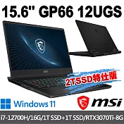 msi微星 GP66 12UGS-430TW 15.6吋 電競筆電 (i7-12700H/16G/1T+1T/RTX3070Ti-8G/Win11-2T SSD特仕版)