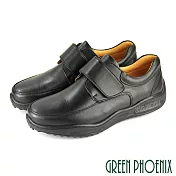 【GREEN PHOENIX】男 商務皮鞋 休閒皮鞋 通勤 全真皮 專利氣墊 台灣製 EU40 黑色