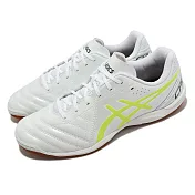Asics 足球鞋 Calcetto WD 8 2E 男鞋 寬楦 白 黃 膠底 皮革 亞瑟士 1113A011114