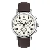 【TIMEX】天美時 復刻系列 三眼計時手錶 (米x咖 TXTW2V27600)