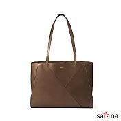 satana - Leather 心革調經典托特包 - 深咖啡