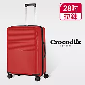 【Crocodile】鱷魚皮件 PP拉鍊箱 商務行李箱 28吋旅行箱 含TSA海關鎖-0111-07528-黑藍紅三色 蜜棗紅