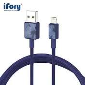 【iFory】 USB-A to Lightning蘋果MFi認證 雙層編織充電傳輸線-1.8M(海軍藍)