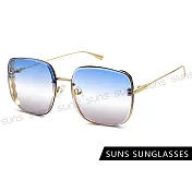 【SUNS】時尚潮流漸層太陽眼鏡 質感金屬方框墨鏡 檢驗合格 抗UV400 金框漸層藍
