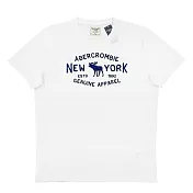 Abercrombie & Fitch A&F男款圓領短袖麋鹿刺繡短袖T-shirt-白/深藍 S 白