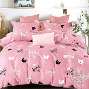 【AGAPE亞加．貝】台灣製《多款任選》舒柔棉 加大6x6.2尺三件式薄床包組(百貨專櫃精品) 6尺 粉紅小貓