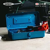 【日本TOYO】T-350 日製方型提把式鋼製單層工具箱 (35公分/收納箱/手提箱)- 海藍