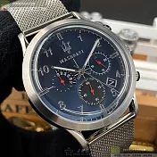 MASERATI瑪莎拉蒂精品錶,編號：R8873625003,42mm圓形銀精鋼錶殼寶藍色錶盤米蘭銀色錶帶