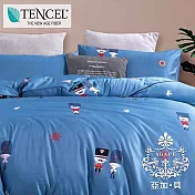 【AGAPE 亞加．貝】《多款任選》吸濕排汗法式天絲 雙人5尺四件式兩用被套床包組(百貨專櫃精品) 5尺 英國藍