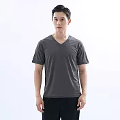 【遊遍天下】MIT男款透氣吸排抗UV吸排運動V領衫(GS2014) L 深灰