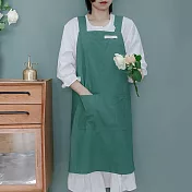 日韓簡約棉麻廚房烘焙背心圍裙 綠