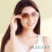 【ALEGANT】星願果凍雲紗棕漸層幾何縷空造型墨鏡/UV400太陽眼鏡