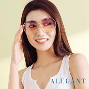 【ALEGANT】星願果凍花蕾粉漸層幾何縷空造型墨鏡/UV400太陽眼鏡