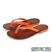 【GREEN PHOENIX】女 拖鞋 手工製 人字 夾腳 平底 台灣製 EU39 橙色