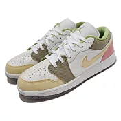 Nike 休閒鞋 Air Jordan 1 Low SE GS 大童 女鞋 粉紅 黃棕 AJ1 DJ0341-100