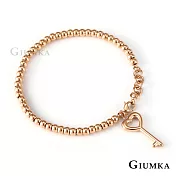 GIUMKA 鋼飾手鍊愛情枷鎖手鏈串珠手飾 男女情人手鍊 MH08002 18 玫金色細版鑰匙款