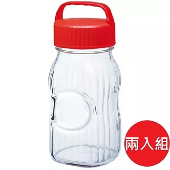 日本【東洋佐佐木】玻璃醃製甁 紅色 1500ml 兩入組