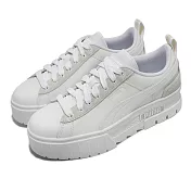 Puma 休閒鞋 Mayze Tech Wns 女鞋 白 灰 厚底 增高 小白鞋 皮革 經典款 38160701