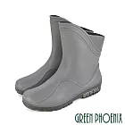 【GREEN PHOENIX】男 雨靴 雨鞋 中筒 斜口 雙彩 吸震 減壓 防水 EU40 灰色