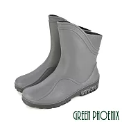 ◤Green Phoenix◥男款斜口吸震減壓防水中筒雨靴/雨鞋 EU40 灰色