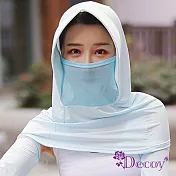 【Decoy】透氣冰絲＊網布口面罩防曬遮陽披肩帽 天藍