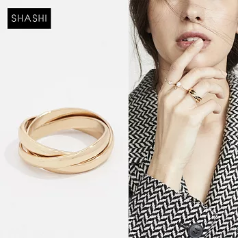 SHASHI 紐約品牌 Vera 薇拉金色三環戒 優雅百搭金色戒指 7號