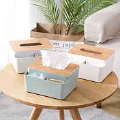 CS22 多功能日式簡約木紋蓋紙巾盒/衛生紙盒2色(2入組) 白色+綠色