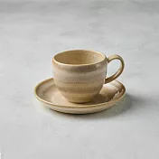 有種創意 - 日本美濃燒 - 圓釉咖啡杯碟組 - 白茶色(2件式) - 200 ml