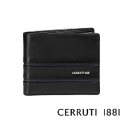【Cerruti 1881】頂級義大利小牛皮4卡零錢袋短夾 MIKE系列(黑色 CEPU05528M)