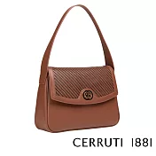 【Cerruti 1881】頂級義大利小牛皮肩背包 JULIET系列(白蘭地色 CEBA05306M)