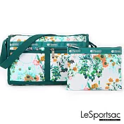 LeSportsac - Standard 雙口袋斜背包-附化妝包 (螢光白花)