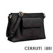 【Cerruti 1881】頂級義大利小牛皮肩背包 ALENE系列(黑色 CEBA05264M)