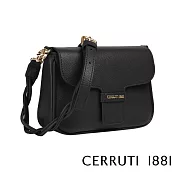 【Cerruti 1881】頂級義大利小牛皮肩背包 EVE系列(黑色 CEBA05272M)