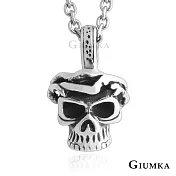 GIUMKA鋼項鍊魔鬼剋星短項鏈骷髏頭造形採黑個性男鍊 MN08084 交換禮物鋼飾推薦 50cm 銀色