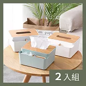 CS22 多功能日式簡約木紋蓋紙巾盒/衛生紙盒2色(2入組)-2入 綠色