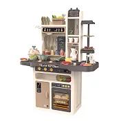 【i-smart】豪華加大款噴霧廚房玩具觸控聲光廚台(65件組) 灰色