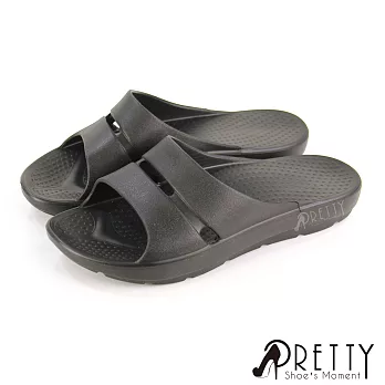 【Pretty】女 拖鞋 浴室拖鞋 一體成型 輕量 防水 室內 戶外 台灣製 JP23 黑色